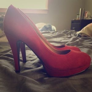 Red velvet heels